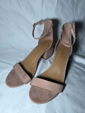 Madden Girl Nude Suede Block Heel Sandals